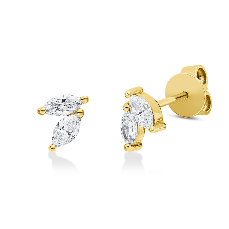Ohrstecker 18 kt GG, 4 Nav. 0,57 ct, E-vsi/si