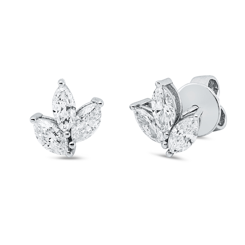 Ohrstecker 18 kt WG, 6 Nav. 0,72 ct, F-vsi/si