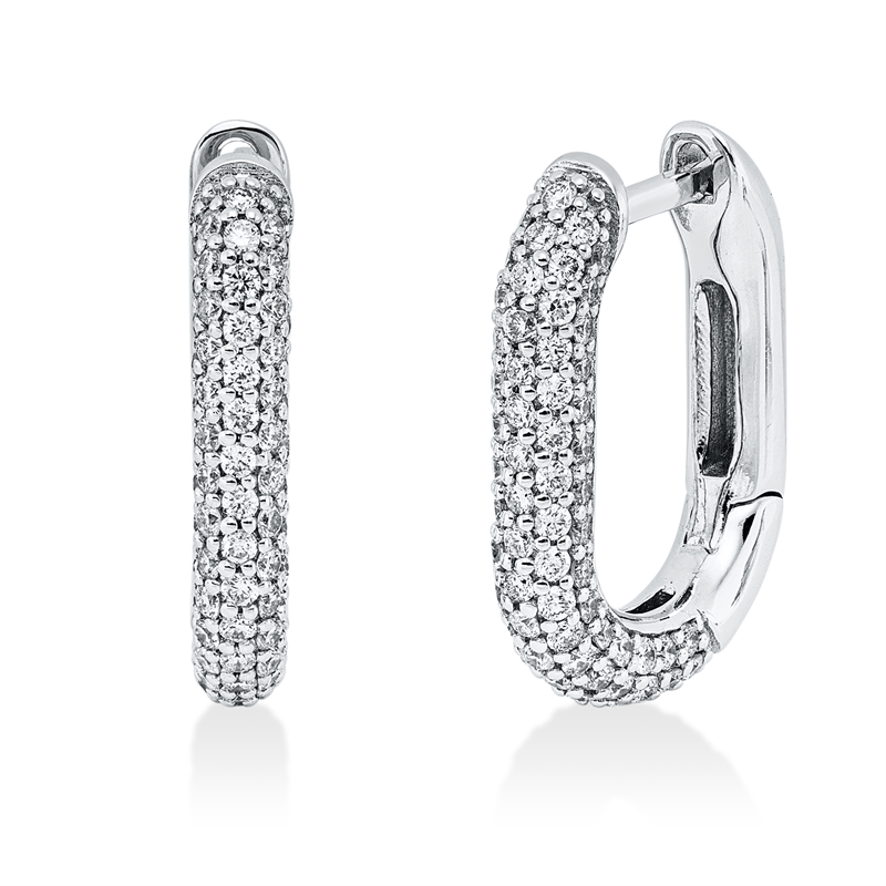 Creolen 18 kt WG, 164 Brill. 1,28 ct, F-vsi/si