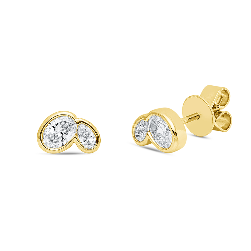 Ohrstecker 18 kt GG, 2 Oval 0,53 ct, TW-si, 2 Tropfen 0,15 ct, TW-si