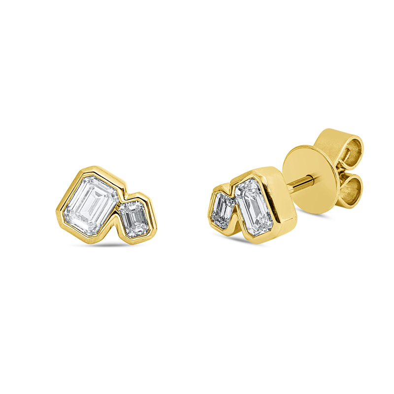 Ohrstecker 18 kt GG, 4 Sm.schliff 0,77 ct, TW-si