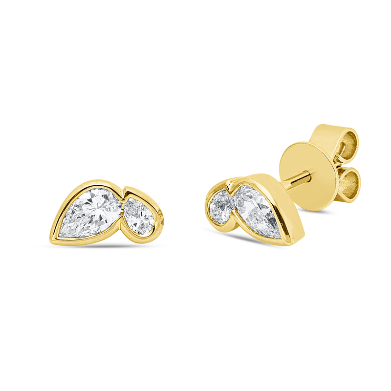 Ohrstecker 18 kt GG, 4 Tropfen 0,67 ct, TW-si