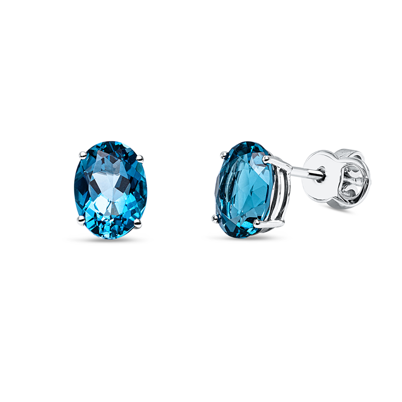 Ohrstecker 18 kt WG, Sicherheitsverschluss, 2 Topase 2,40 ct Lond. blue