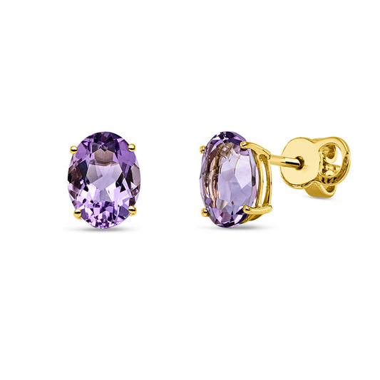 Ohrstecker 18 kt GG, Sicherheitsverschluss, 2 Amethyste 2,40 ct pink