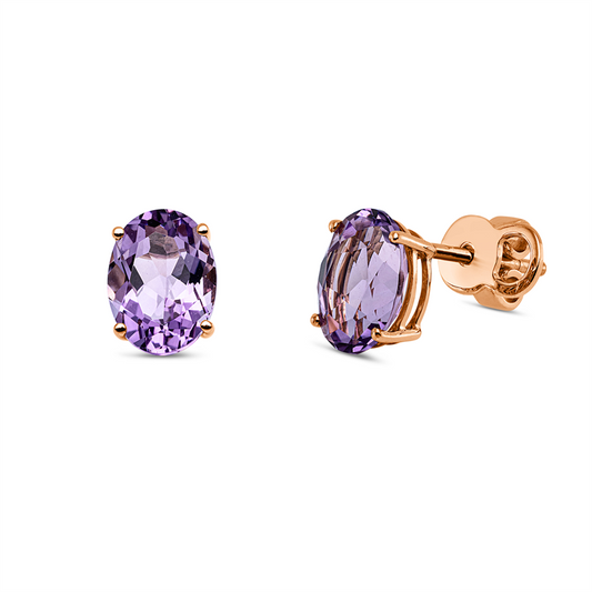 Ohrstecker 18 kt RG, Sicherheitsverschluss, 2 Amethyste 2,40 ct pink