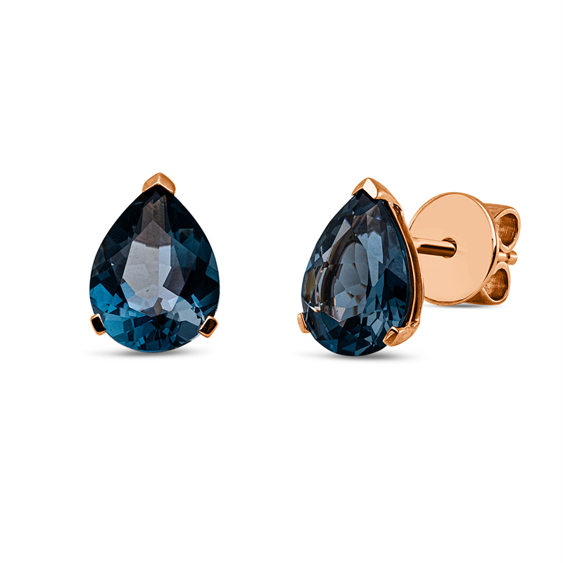 Ohrstecker 18 kt RG, 2 Topase 4,20 ct Lond. blue