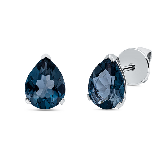 Ohrstecker 18 kt WG, 14 Brill. 0,16 ct, TW-si, 2 Topase 4,20 ct Lond. blue