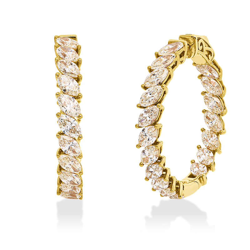 Creolen 18 kt GG, 36 Nav. 6,68 ct, gelb-si