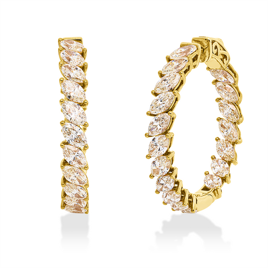 Creolen 18 kt GG, 36 Nav. 6,68 ct, gelb-si