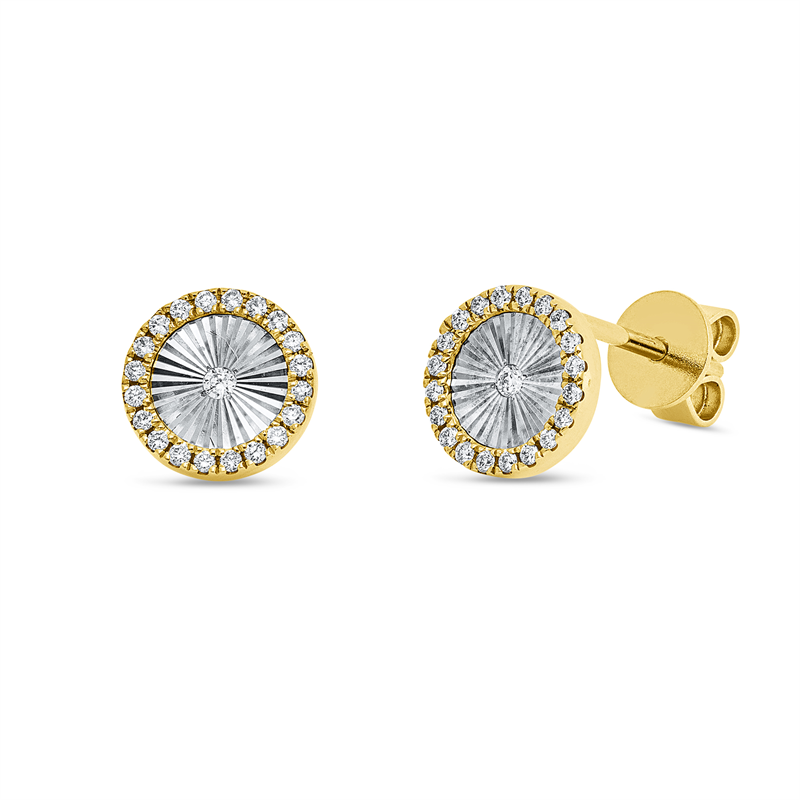 Ohrstecker 18 kt GG+WG, 42 Brill. 0,11 ct, W-si
