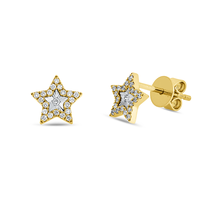 Ohrstecker 18 kt GG+WG, 42 Brill. 0,11 ct, W-si