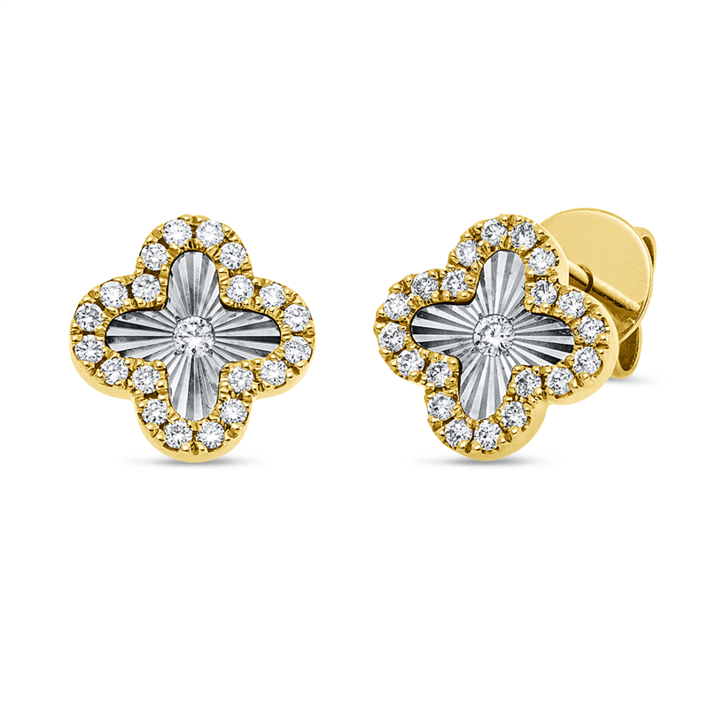 Ohrstecker 18 kt GG+WG, 42 Brill. 0,11 ct, W-si