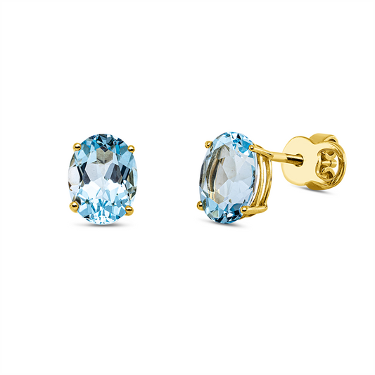 Ohrstecker 18 kt GG, Sicherheitsverschluss, 2 Topase 3,20 ct sky blue