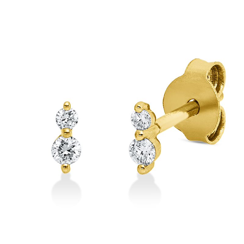Ohrstecker 18 kt GG, 2 Brill. 0,05 ct, TW-si, 2 Brill. 0,02 ct, TW-si