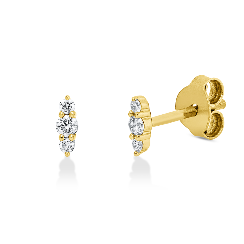 Ohrstecker 18 kt GG, 2 Brill. 0,05 ct, TW-si, 4 Brill. 0,04 ct, TW-si