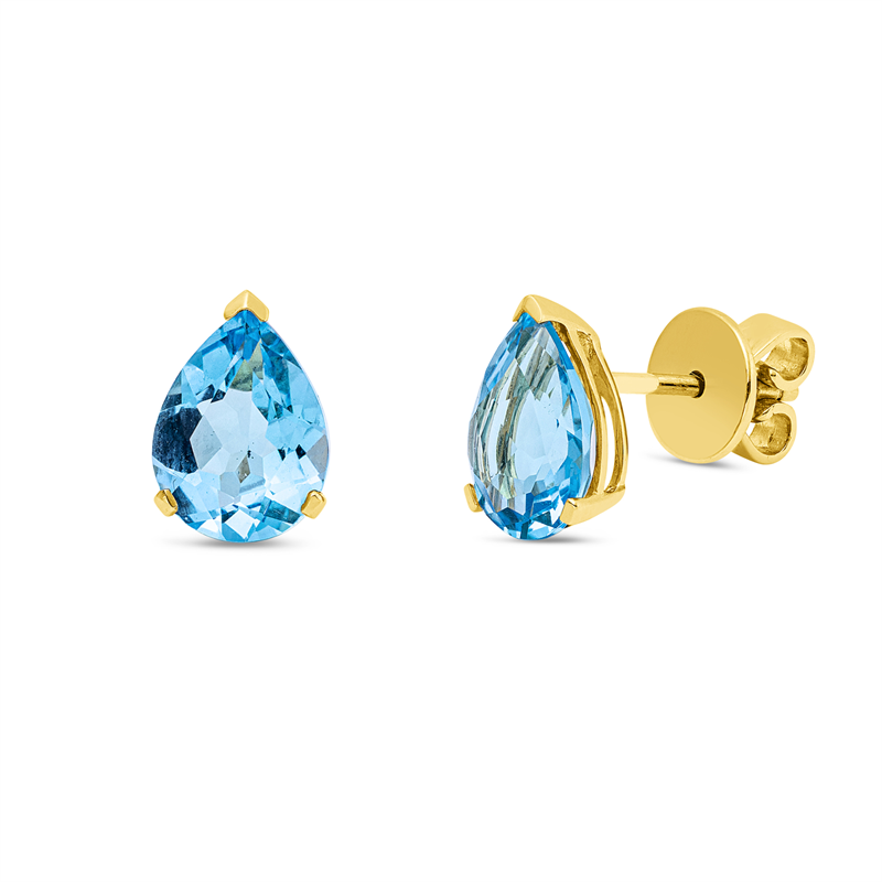 Ohrstecker 18 kt GG, 2 Topase 4,20 ct blau