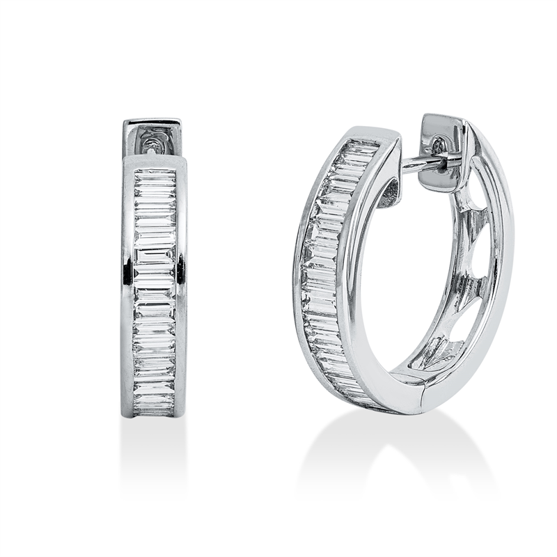 Creolen 18 kt WG, 37 Bag. 0,57 ct, TW-si