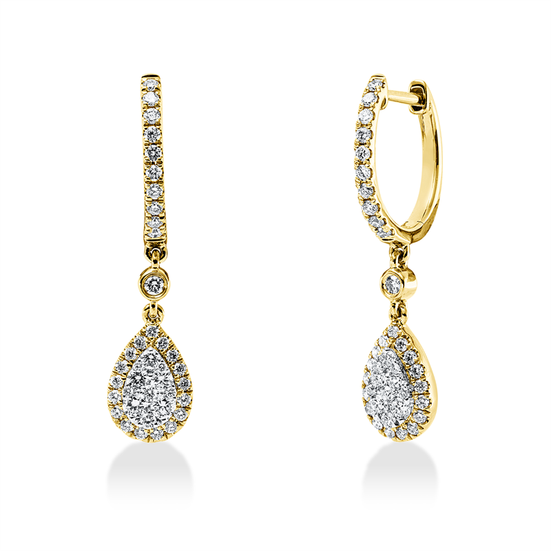 Ohrschmuck 18 kt GG+WG, 78 Brill. 0,61 ct, TW-si