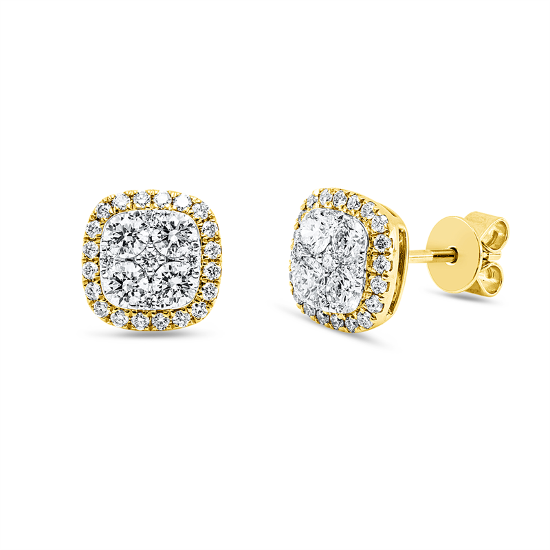 Ohrstecker 18 kt GG+WG, 8 Brill. 0,51 ct, TW-si, 50 Brill. 0,24 ct, TW-si