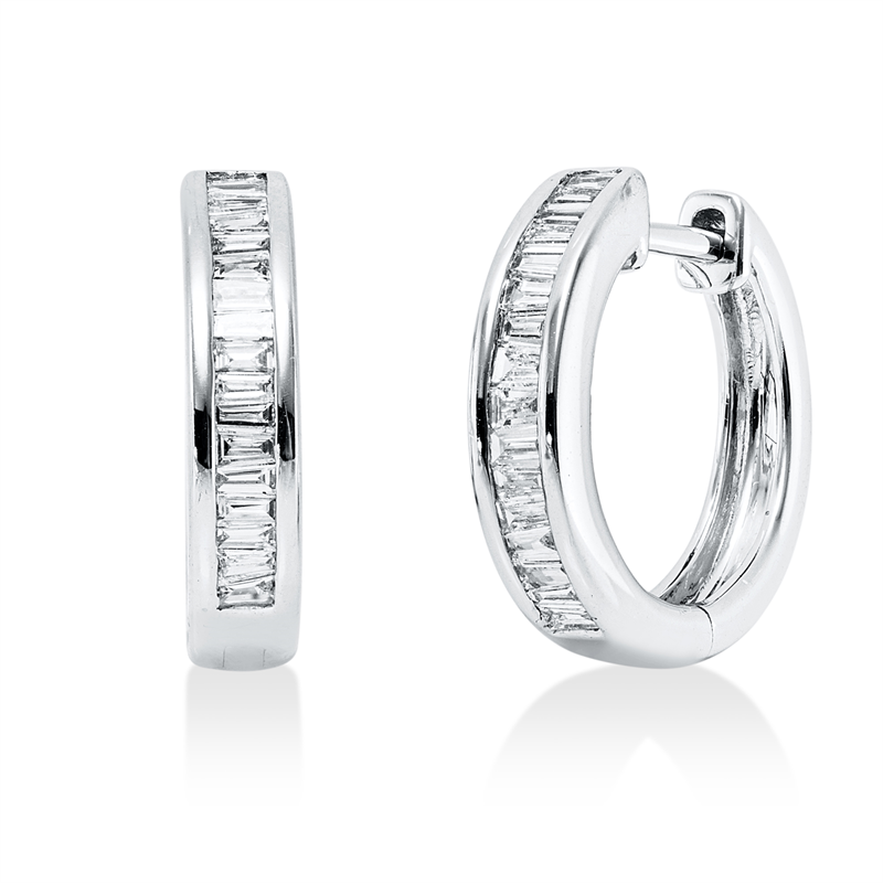 Creolen 18 kt WG, 33 Trap. 0,31 ct, TW-si