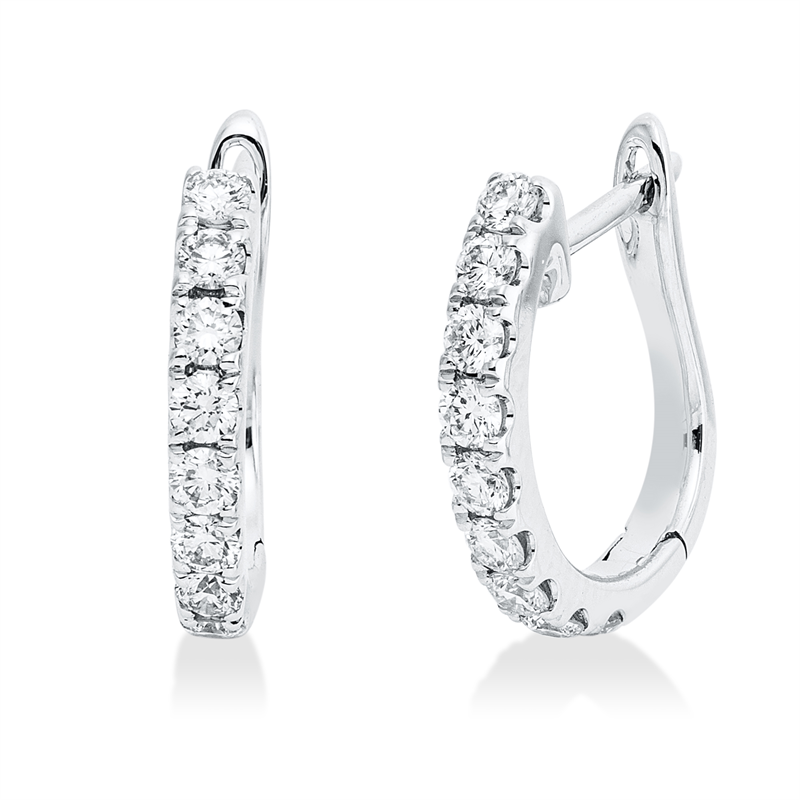 Creolen 18 kt WG, 18 Brill. 0,44 ct, TW-si