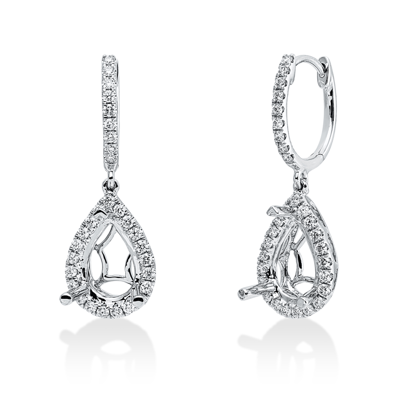 Ohrschmuck 18 kt WG, 60 Brill. 0,61 ct, TW-si, Leerfassung für 2x Tropfen 10x7 mm