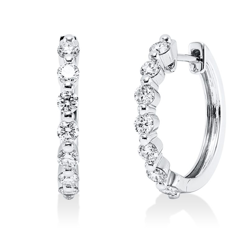 Creolen 18 kt WG, 14 Brill. 0,63 ct, TW-si