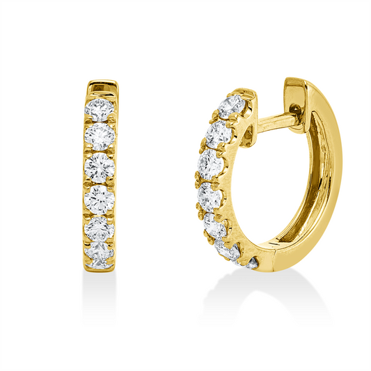 Creolen 18 kt GG, 14 Brill. 0,52 ct, TW-si