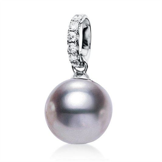 Anhänger 18 kt WG, 6 Brill. 0,13 ct, W-si, 1 TA silber 10,5 mm