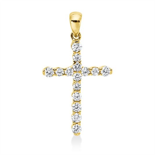 Anhänger 18 kt GG, mit Öse, 15 Brill. 0,40 ct, TW-si