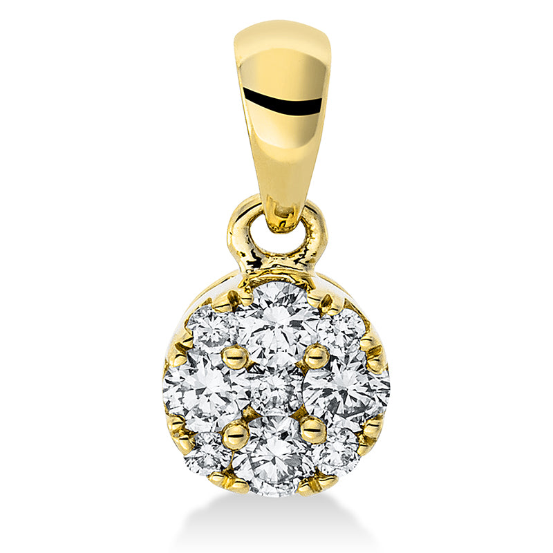 Anhänger 18 kt GG, mit Öse, 4 Brill. 0,14 ct, TW-si, 1 Brill. 0,01 ct, TW-si, 4 Brill. 0,03 ct, TW-si