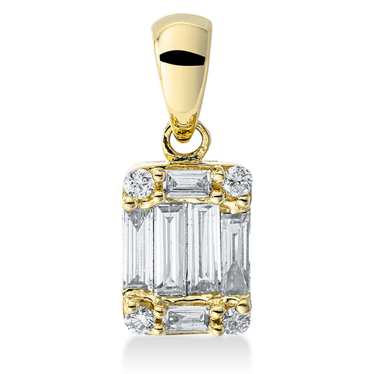 Anhänger 18 kt GG, mit Öse, 6 Bag. 0,14 ct, TW-si, 4 Brill. 0,02 ct, TW-si