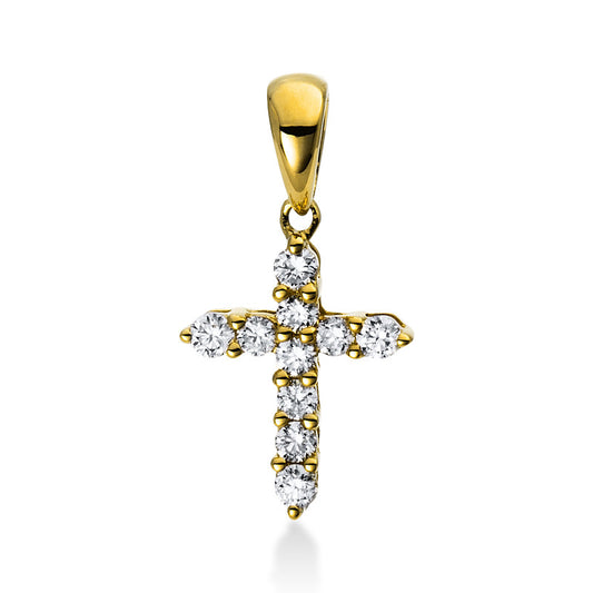 Anhänger 18 kt GG, mit Öse, 10 Brill. 0,10 ct, TW-si
