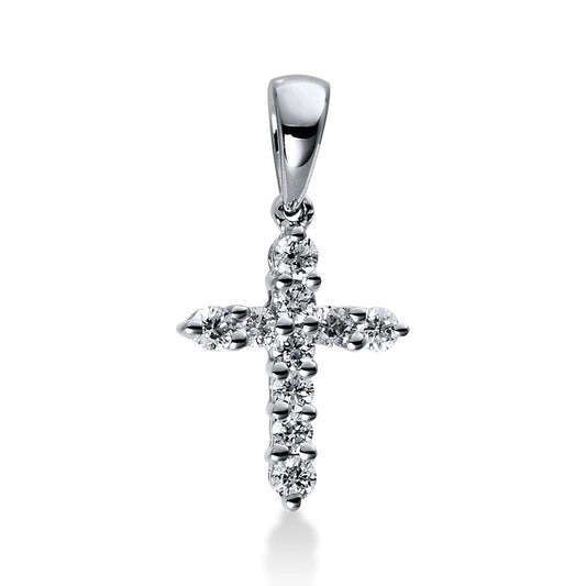 Anhänger 18 kt WG, mit Öse, 10 Brill. 0,10 ct, TW-si
