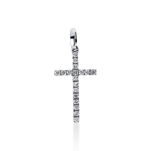 Anhänger 18 kt WG, mit Öse, 18 Brill. 0,10 ct, TW-vsi/si