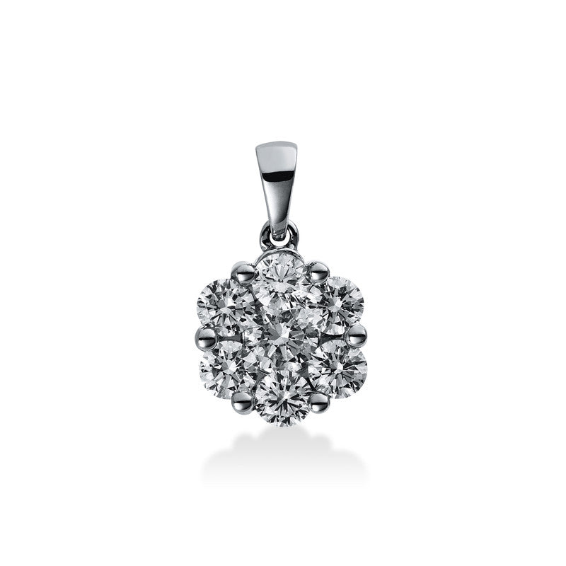 Anhänger 18 kt WG, mit Öse, 1 Brill. 0,25 ct, TW-si, 6 Brill. 0,72 ct, TW-si