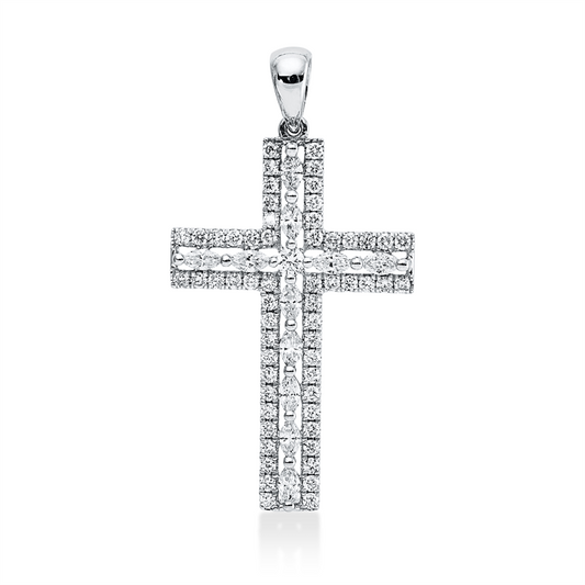 Anhänger 18 kt WG, mit Öse, 11 Nav. 0,34 ct, TW-si, 59 Brill. 0,45 ct, TW-si