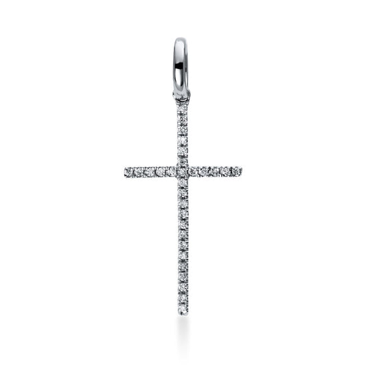 Anhänger 18 kt WG, mit Öse, 30 Brill. 0,05 ct, TW-si