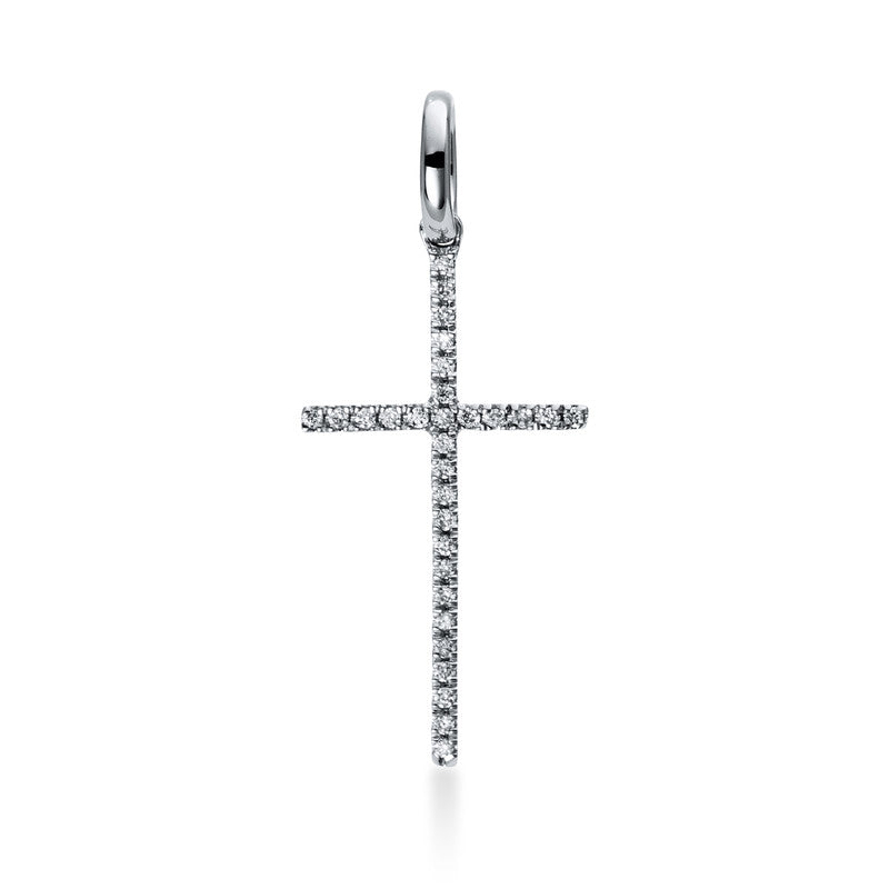 Anhänger 18 kt WG, mit Öse, 30 Brill. 0,05 ct, TW-si