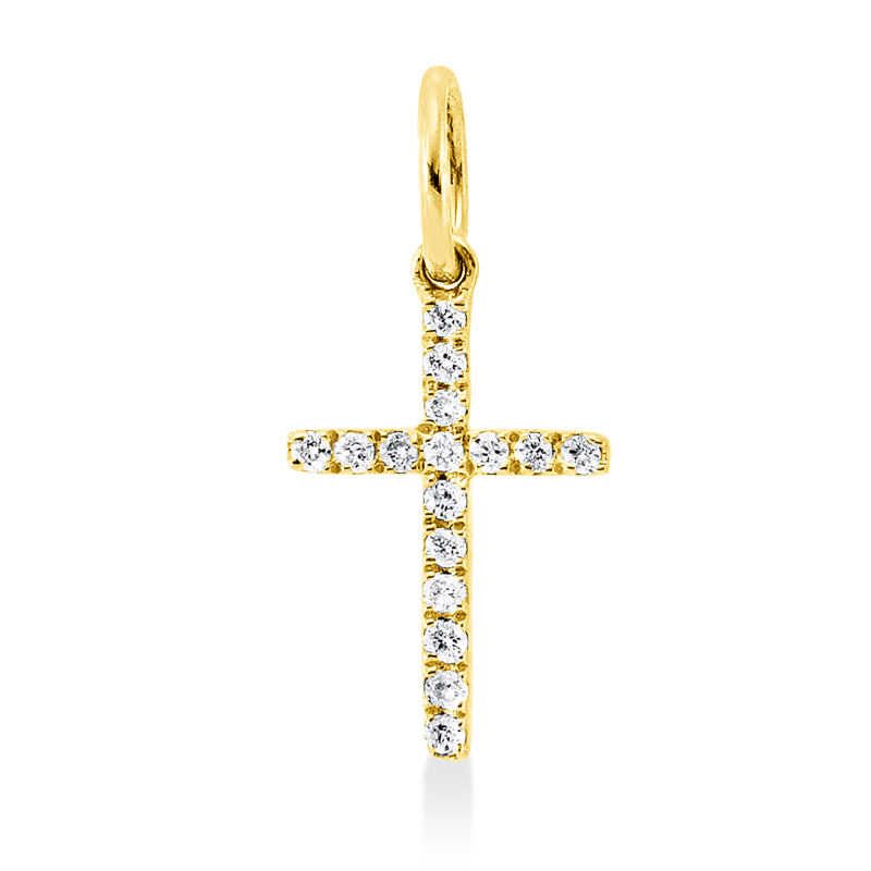 Anhänger 18 kt GG, mit Öse, 16 Brill. 0,03 ct, TW-si