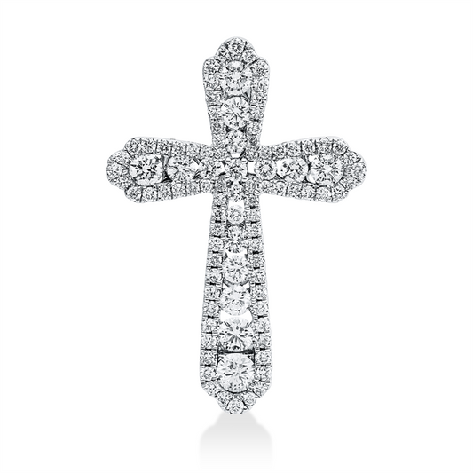Anhänger 18 kt WG, 1 Brill. 0,10 ct, TW-si, 7 Brill. 0,37 ct, TW-si, 87 Brill. 0,59 ct, TW-si