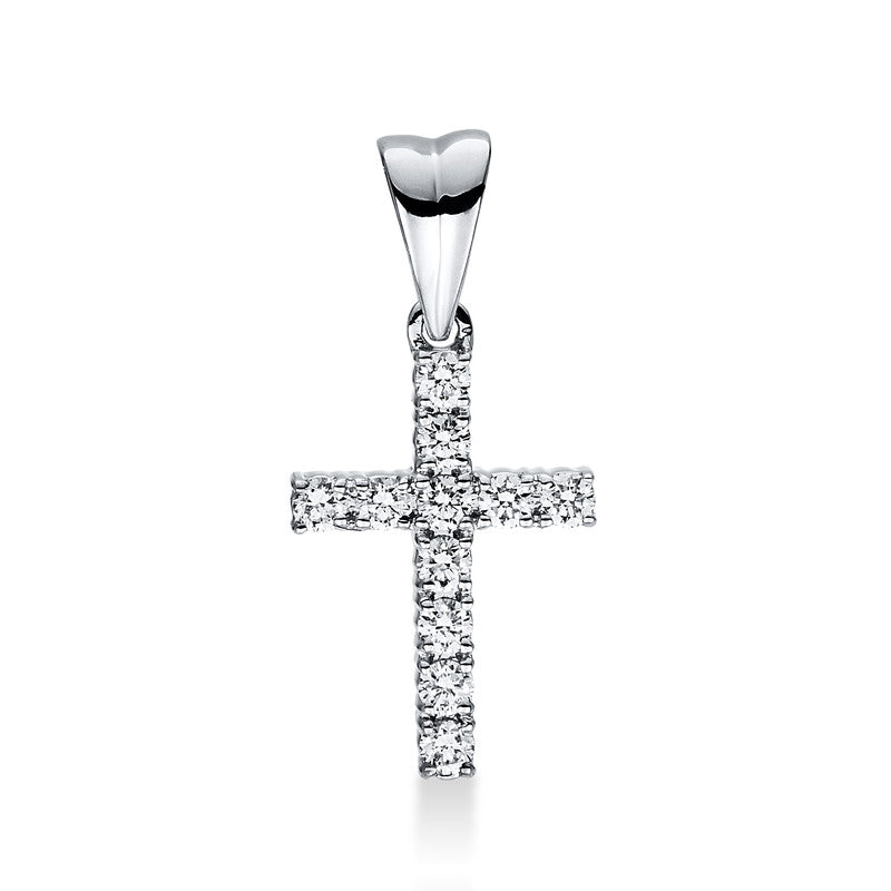Anhänger 18 kt WG, mit Öse, 11 Brill. 0,16 ct, TW-si