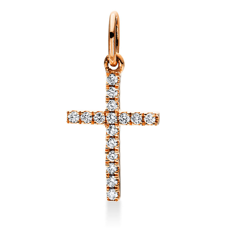 Anhänger 18 kt RG, mit Öse, 16 Brill. 0,06 ct, TW-si