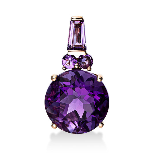 Anhänger 18 kt RG, 1 Amethyst 0,20 ct lila, 1 Amethyst 3,70 ct lila, 2 Amethyste 0,15 ct lila