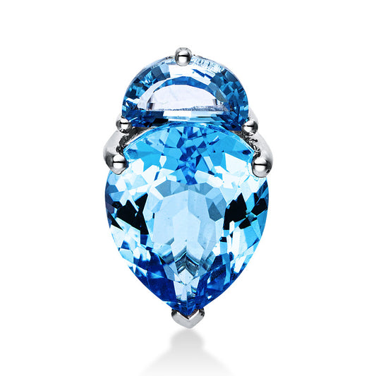 Anhänger 18 kt WG, 1 Topas 0,50 ct blau, 1 Topas 2,90 ct blau