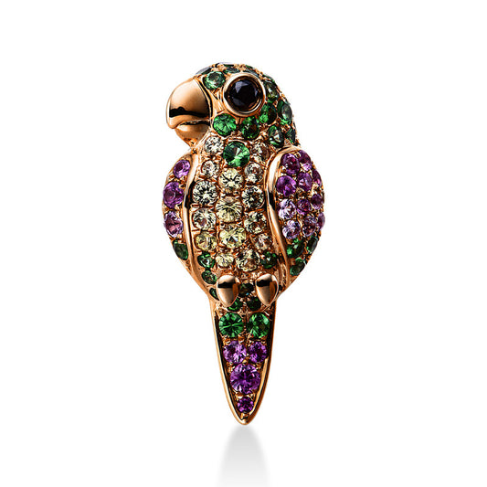 Anhänger 18 kt,1 Brill.0,03ct, schwarz,15 Saphire0,22ct gelb,32 Tsav 0,41ct grün,19 Sapp 0,26ct pink