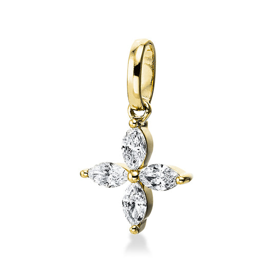 Anhänger 18 kt GG, mit Öse, 4 Nav. 0,14 ct, TW-si