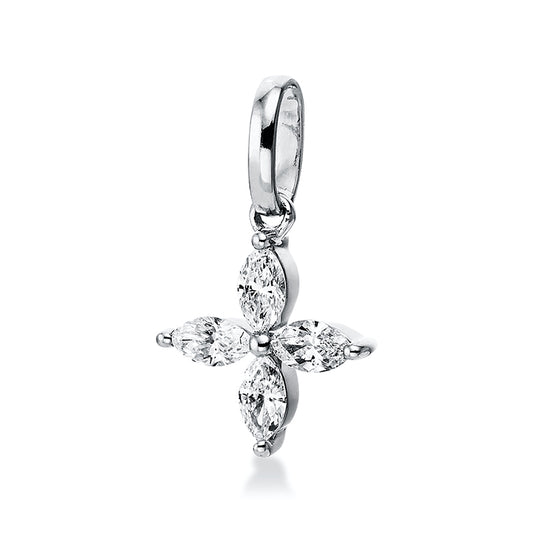 Anhänger 18 kt WG, mit Öse, 4 Nav. 0,18 ct, TW-si
