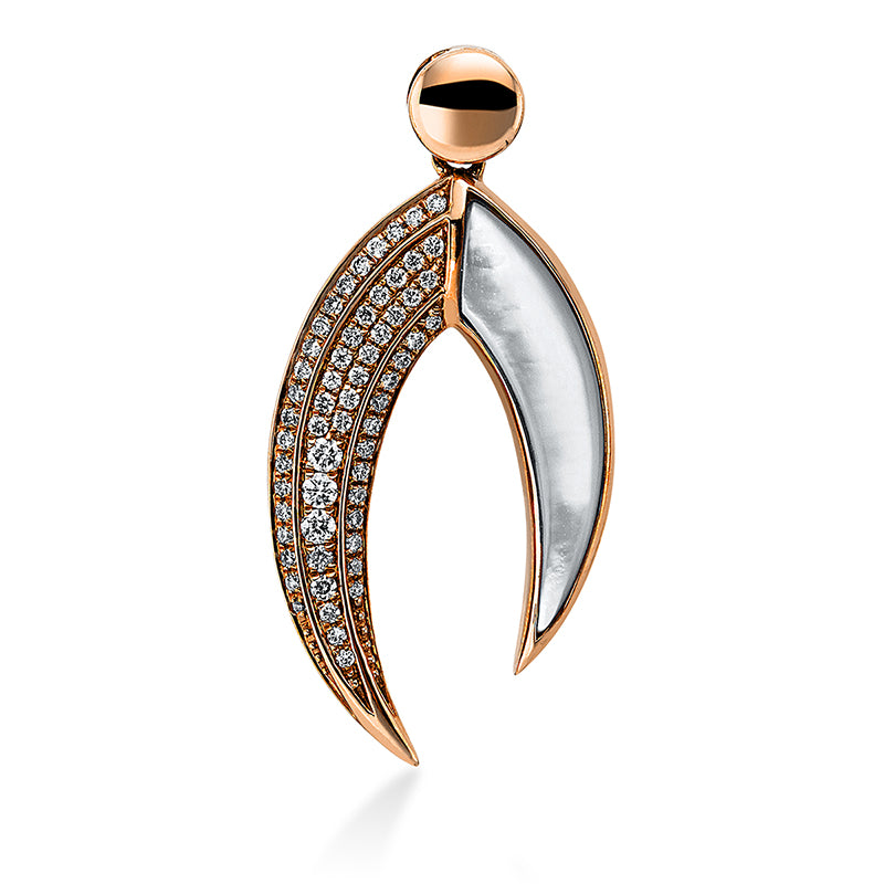 Anhänger 18 kt RG, 59 Brill. 0,16 ct, TW-si, 1 Perlmutt 0,87 ct weiß