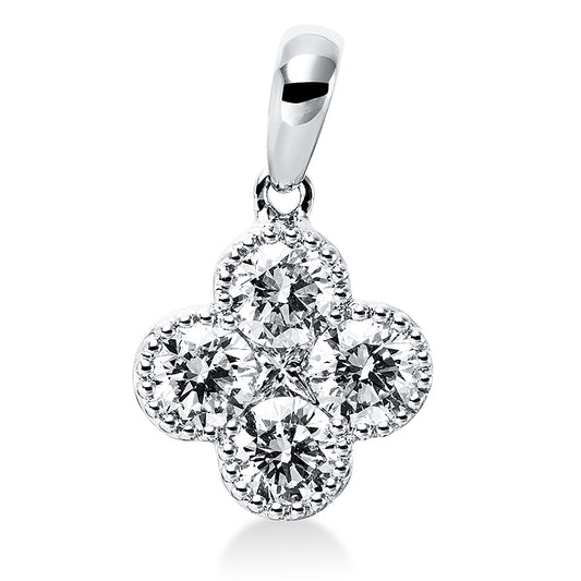 Anhänger 18 kt WG, mit Öse, 1 Princ. 0,05 ct, TW-vsi, 4 Brill. 0,56 ct, TW-si